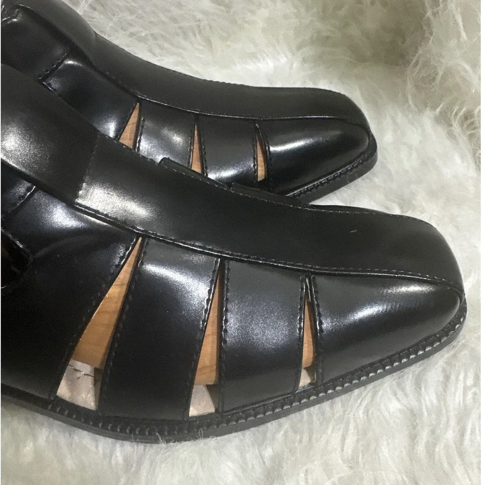 Stacy Adams Mens Black Leather Fisherman Sandals Square Toe Buckle Y2K 25112 12